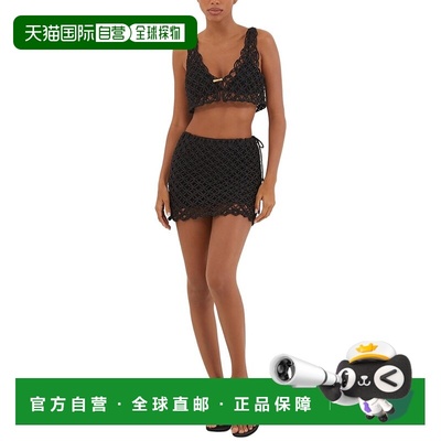 自营ViX Gio Macrame Mini Skirt - black 美国奥莱直发半身裙