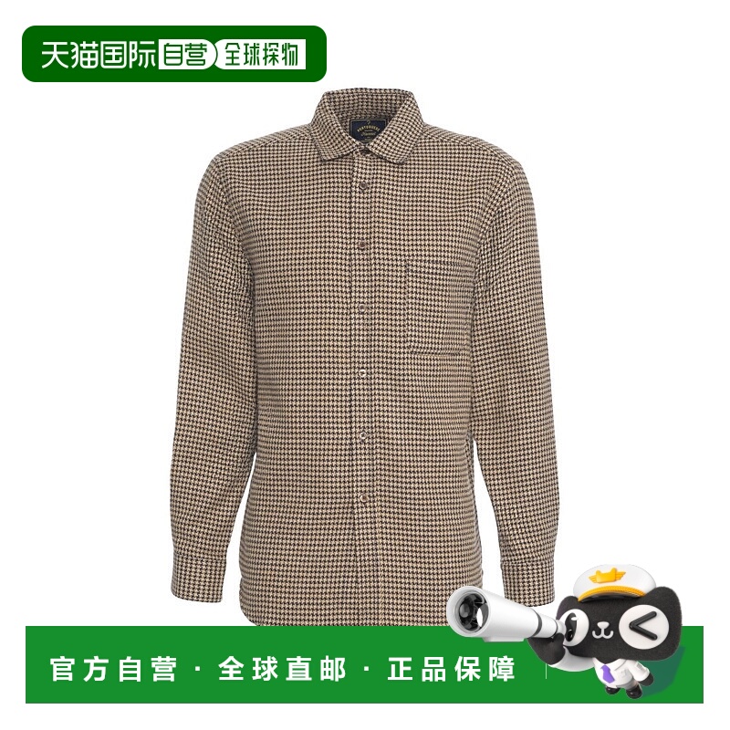 自营portuguese flannel米色格子法兰绒衬衫，传统领口-棕色 美国