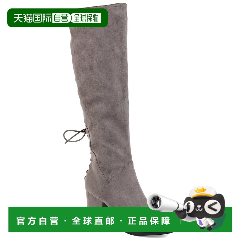 自营 Journee Collection宽小腿女式Tru舒适泡沫Leeda靴子-灰色