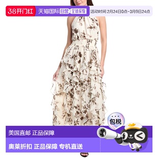 自营1.STATE Flounce Cascading Maxi Dress - brown 美国奥莱直