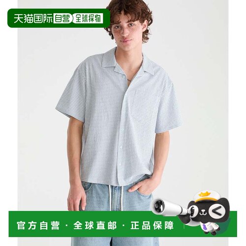 自营Aeropostale Microplaid Boxy Camp Shirt - light blue 452