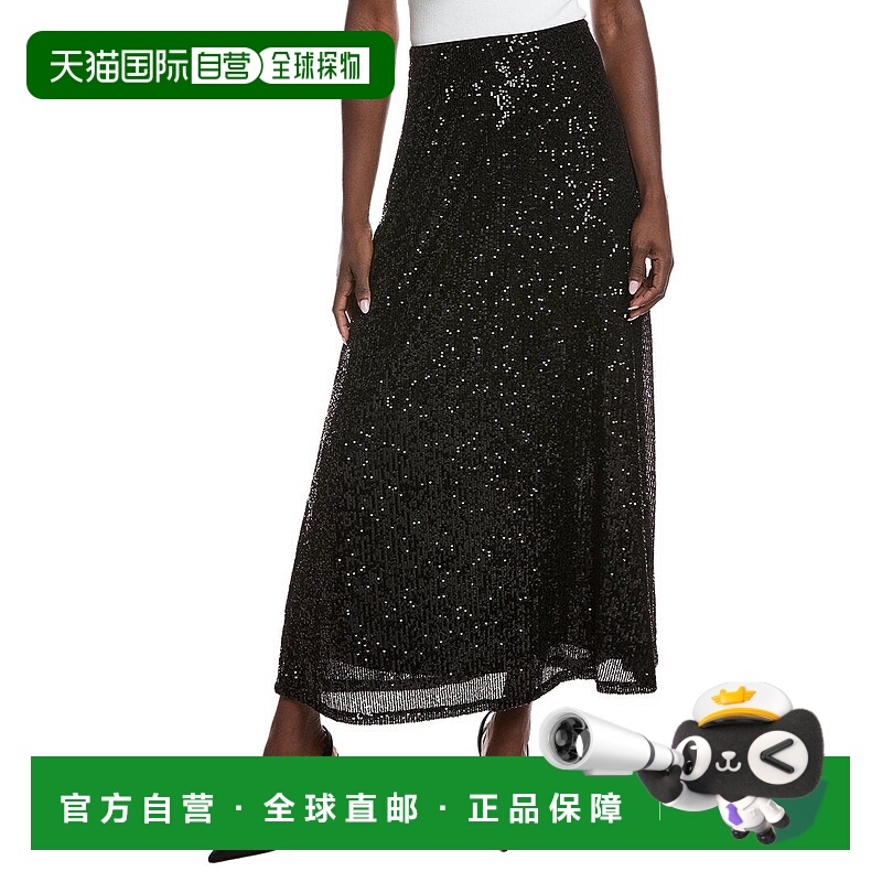 自营Anne Klein喇叭形长裙-黑色 美国奥莱直发