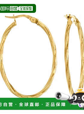 自营 Ross-Simons 意大利 18kt 黄金椭圆形扭曲圈形耳环 - 黄色