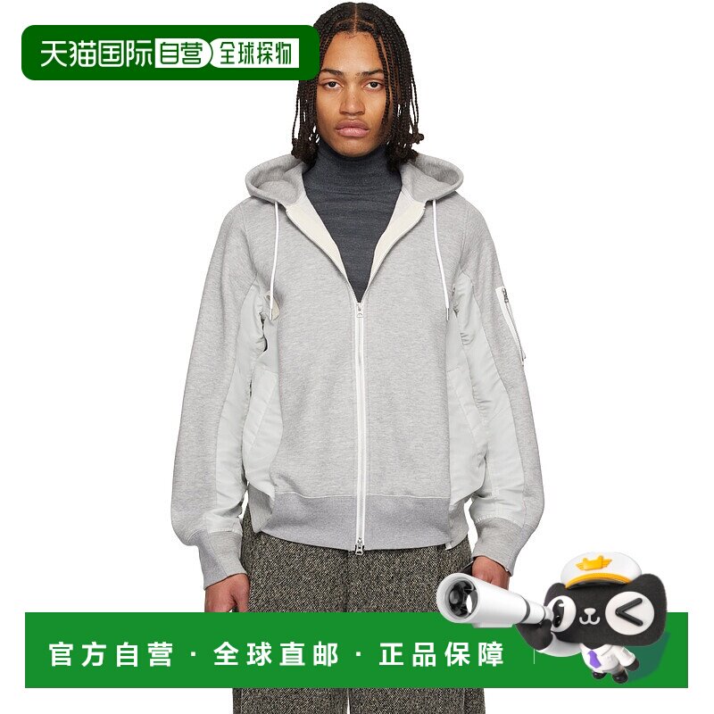 1h可退 香港直邮潮奢 Sacai 男士 灰色 Sponge Sweat & Nylon Twi