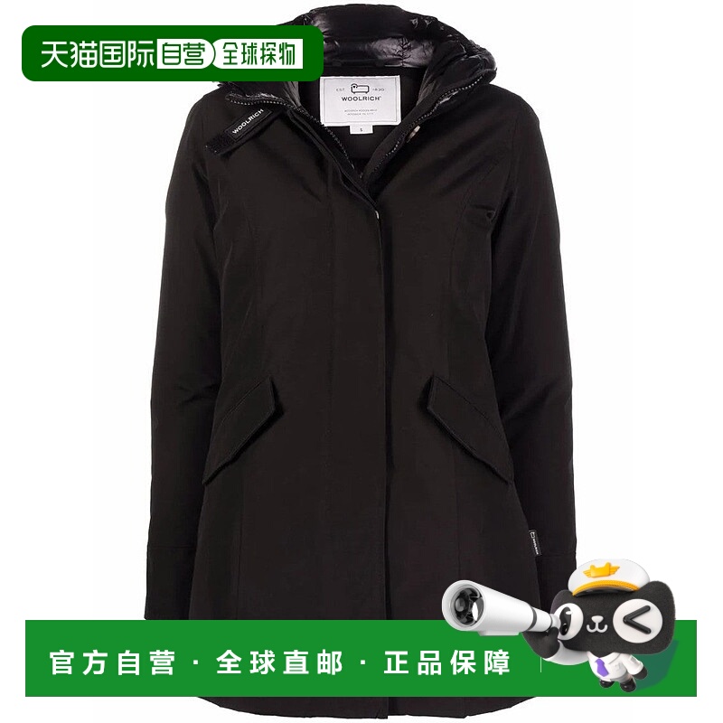 自营哑光黑色喇叭形Woolrich派克大衣-黑色 美国奥莱直发