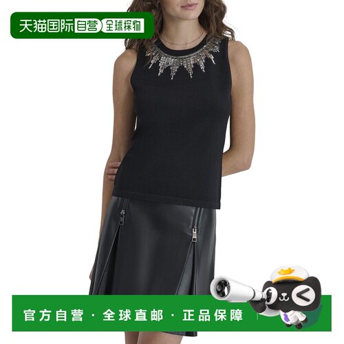自营DKNY Dem Neckline Sweater - black 美国奥莱直发针织衫毛衣