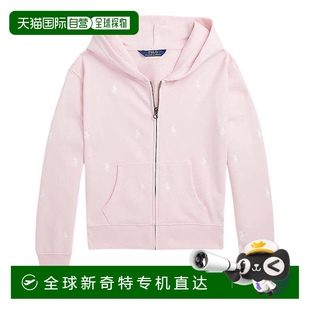 Polo Lauren女孩刺绣小马长袖 自营 Ralph 美国奥莱 连帽衫 粉红色
