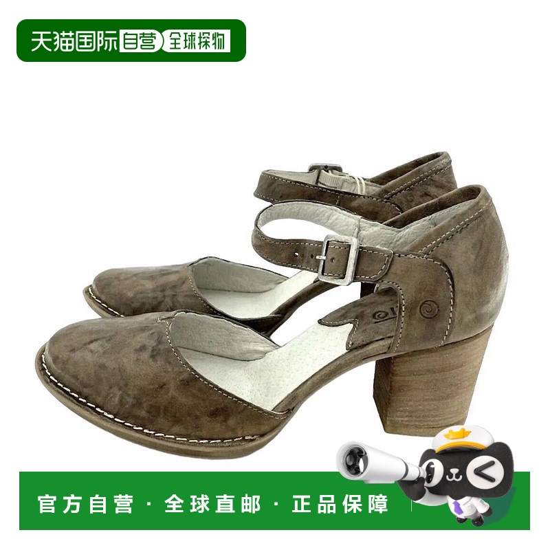 自营 khrioWomen's Leather Ankle Pumps Strap Block Heels In B