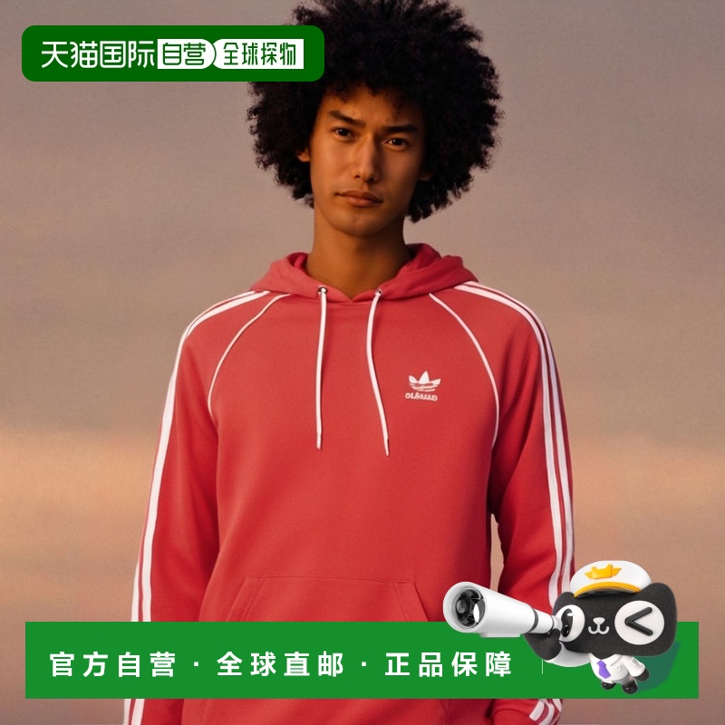 阿迪达斯三叶草红色运动连帽卫衣