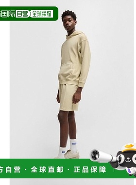 自营 hugo bossCotton-terry hoodie with vintage eyelets - bei