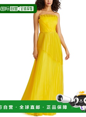 自营Theia Enver 褶皱露肩礼服 - 黄色 美国奥莱直发连衣裙长裙