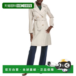 自营Via Spiga Double-Breasted Trench Coat - white 美国奥莱直