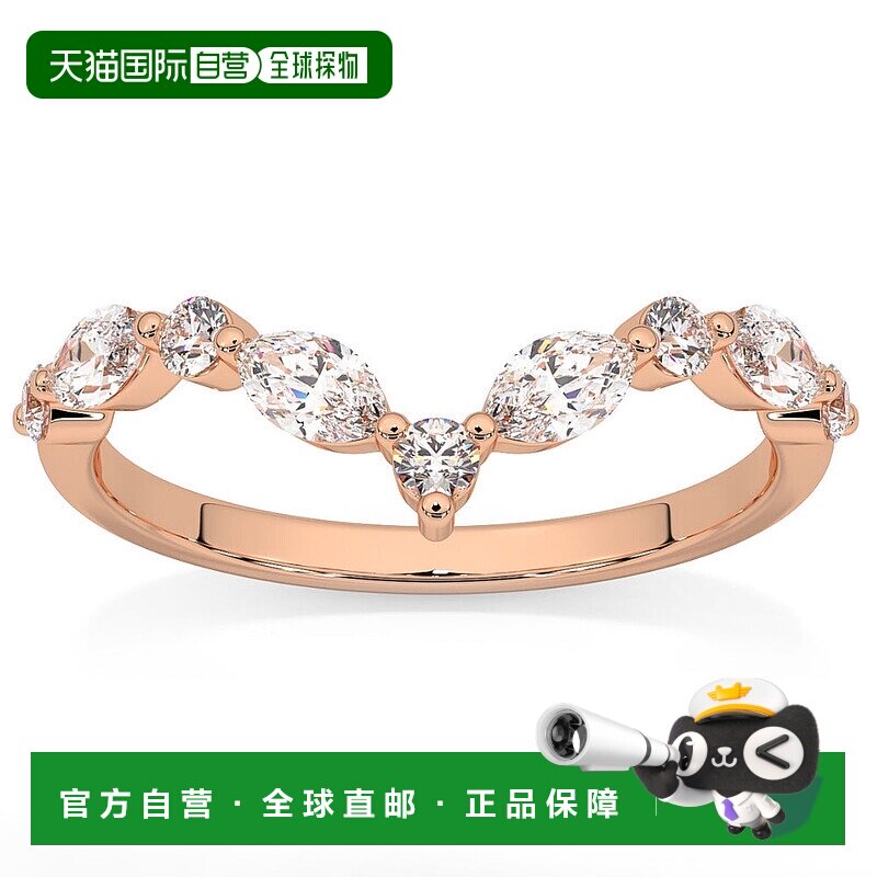 pompeii3.60 克拉钻石护卫镶嵌 V 形榄尖形结婚戒指 14k 黄金实验