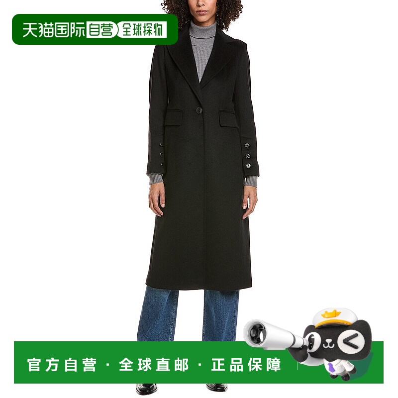 自营Sam Edelman Reefer Wool-Blend Coat - black 美国奥莱直发