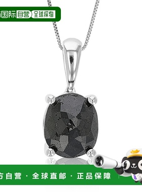 自营 vir jewels3.50 克拉椭圆形黑色钻石吊坠项链纯银带链 - 银