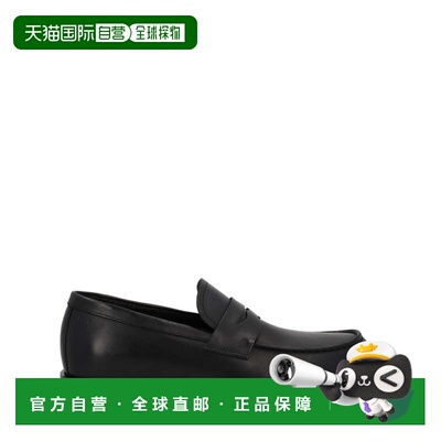 自营bossDressletic Penny Strap Leather Loafers - black 美国