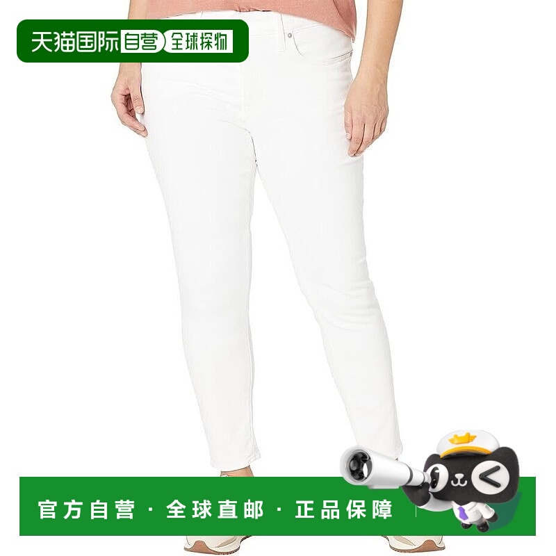自营Madewell Plus 9牛仔裤女式14号白色弹力紧身9英寸中腰剪裁JD