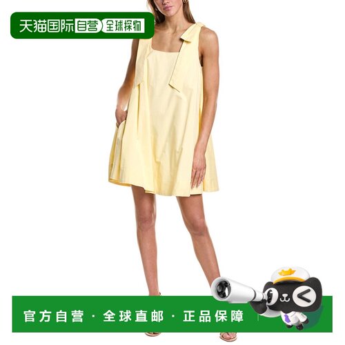 自营english factory英式工厂蝴蝶结无袖迷你连衣裙-黄色 美国奥