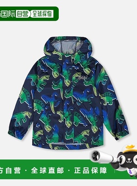 自营 deux par deux印花便携风衣 蓝色和绿色 海军蓝恐龙 - 蓝色