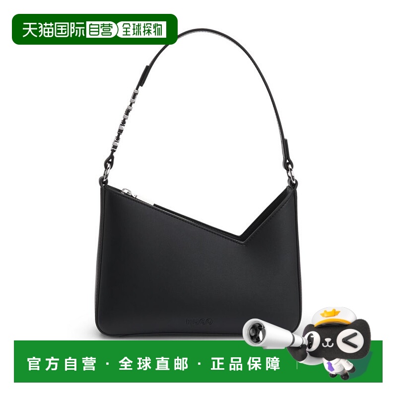 自营hugo bossFaux-leather shoulder bag with logo strap - bla