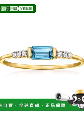 自营 RS Pure by Ross-Simons 伦敦蓝色托帕石戒指，镶有 14kt 黄