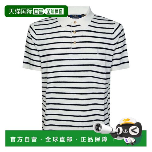 自营polo ralph lauren海军蓝条纹短袖polo衫-白色 美国奥莱直发
