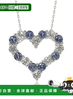 自营 Suzy Levian 纯银蓝宝石和钻石口音交替心形永恒吊坠 - 蓝色