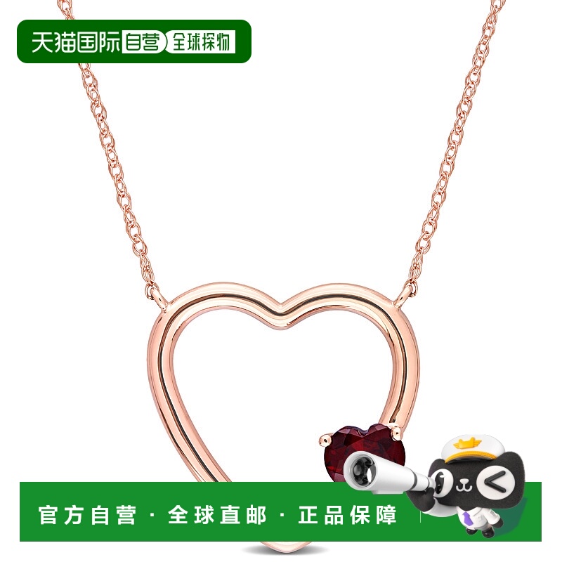 自营 mimi & max1/2 克拉 TGW 石榴石心形吊坠配 10k 玫瑰金链 -