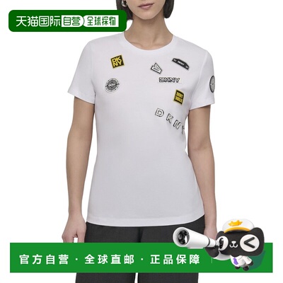 自营DKNY引脚N贴片顶部-白色 美国奥莱直发女装