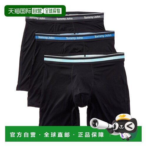 自营Tommy John 3套Comfort Micro 6in平角短裤-黑色 美国奥莱直