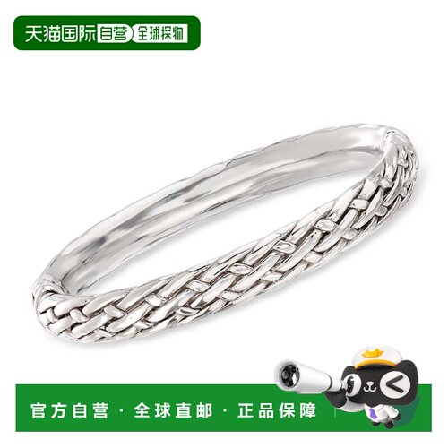 自营Ross-Simons Sterling Silver Basketweave Bangle Bracelet
