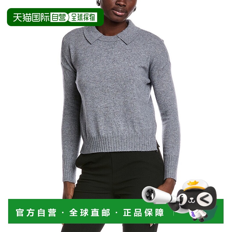 自营Minnie Rose Collared Cashmere Sweater - grey 美国奥莱直