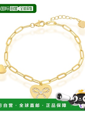 自营 simonaSterling Silver Heart with CZ Ribbon Paperclip Br