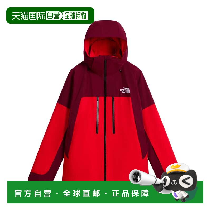 自营the north face双色休闲夹克,搭配连衣帽和拉链口袋-红色