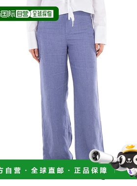 自营Polo Ralph Lauren Delave宽腿亚麻长裤-蓝色 美国奥莱直发