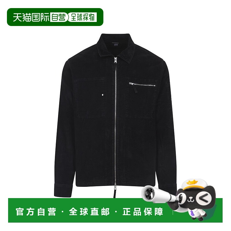 自营c.p. companyZip-Up Black Shirt Jacket With Classic Colla