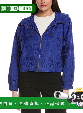 自营 St. John 破格格子外套 带兜帽和 Po - 蓝色 美国奥莱直发