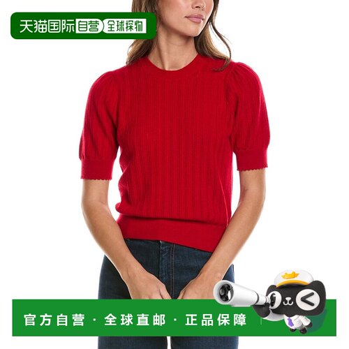 自营FRAME Denim Ladder Pointelle羊绒毛衣-红色 美国奥莱直发