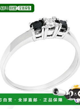 自营 vir jewels 1/4 cttw 3 石公主黑色钻石订婚戒指 14K 白金 -
