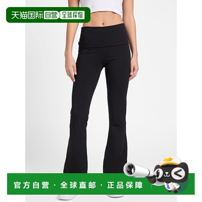 自营 guessVeronica Foldover喇叭裤-黑色 美国奥莱直发休闲裤