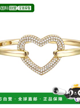 自营genevive14k 镀金纯银镶钻方晶锆石法式密钉心形光环手镯 -