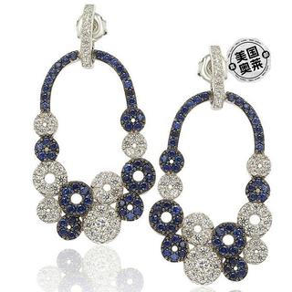 Suzy Levian 纯银和 18k 金蓝宝石和钻石多圈耳环 - 蓝色 【美国