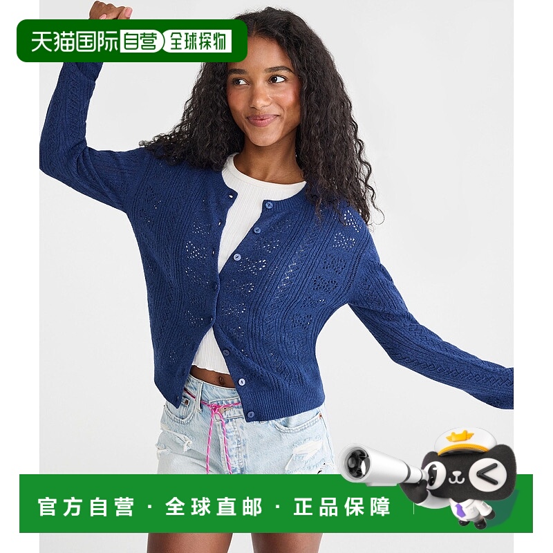自营Aeropostale Pointelle Bow Crew Cardigan - navy 402 美国