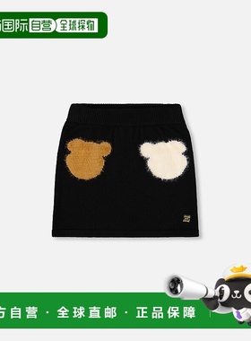 自营deux par deuxKnitted Skirt Black with Bear Intarsia - bl