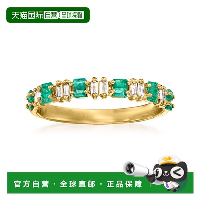 自营ross-simons 罗斯-西蒙斯翡翠和 . 14 克拉黄金钻石戒指 - 绿