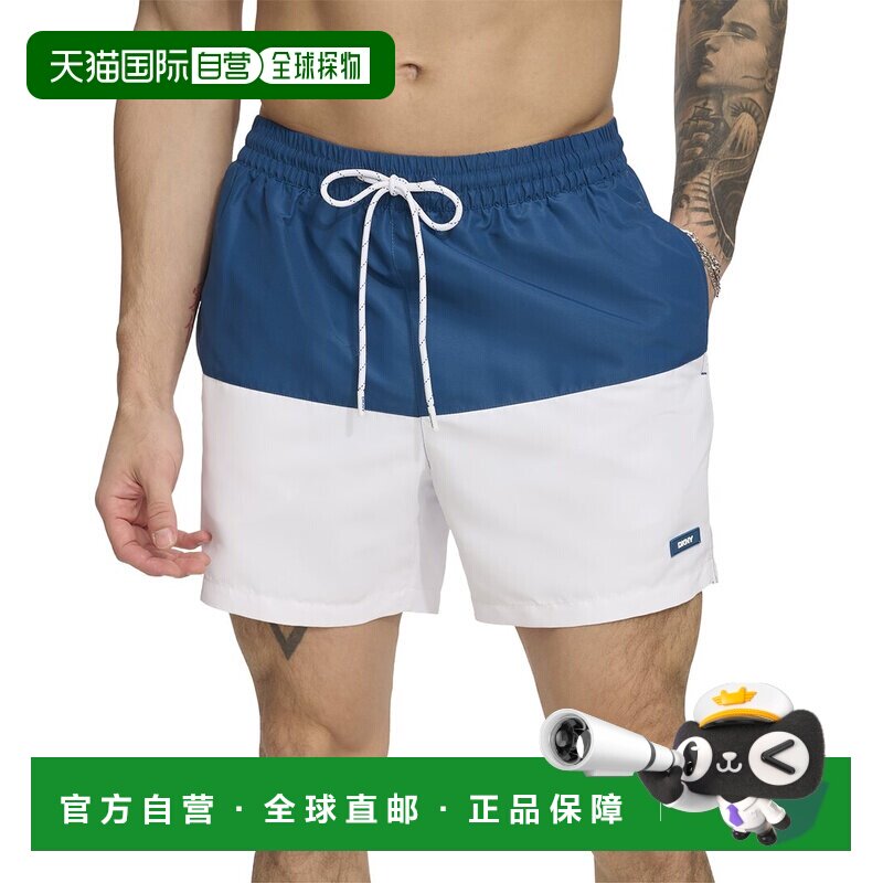 自营DKNY Modern Euro Swim Trunk - blue 美国奥莱直发短裤泳裤