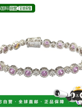 自营 Suzy Levian 纯银粉色蓝宝石和钻石口音手链 - 粉红色 美国