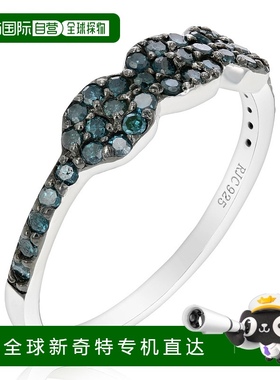 自营 vir jewels 0.45 克拉 3 石蓝色钻石复合戒指 .925 纯银 -