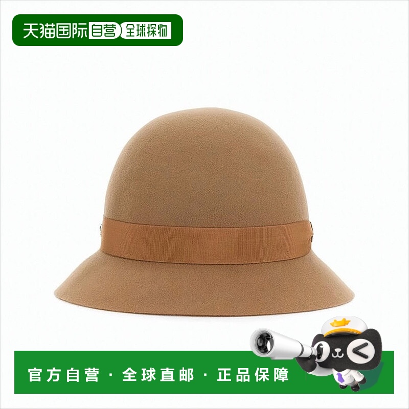 自营helen kaminski驼色美利奴羊毛斗篷帽,带绿色缎带-白色 美国
