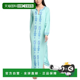 Embroidered 美 自营Sail Sable Caftan green Blend Linen